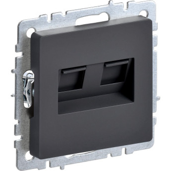 Розетка компьютерная двойная IEK BRITE RJ45 кат.5E РК10-2-БрГ графит